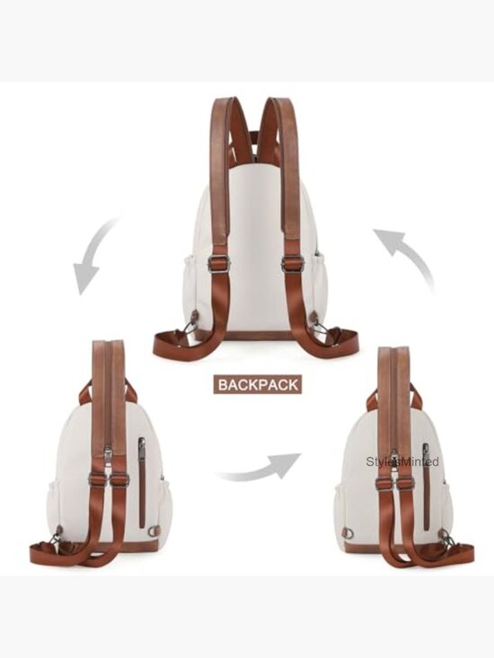 Convertible Sling Backpack Purse Crossbody Small Travel Bag Leather